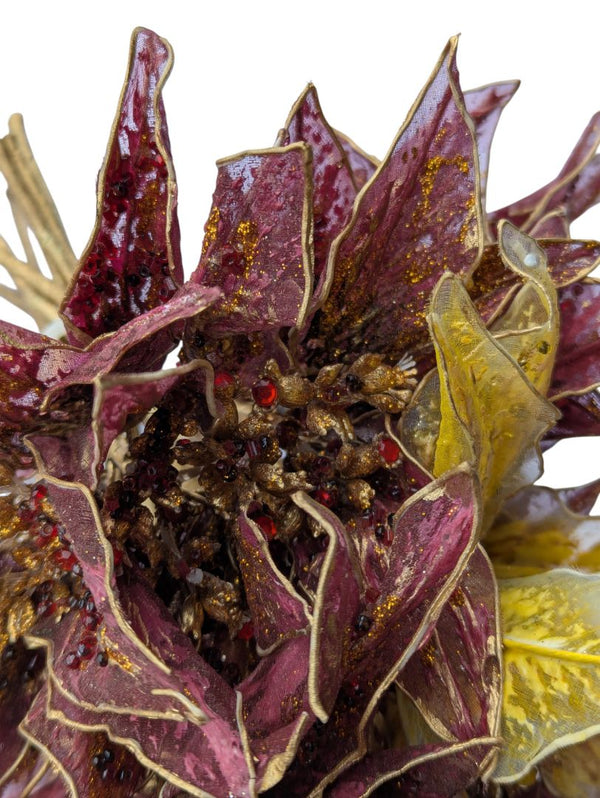 Cherub Planter with Burgundy & Gold Artificial Floral Arrangement