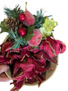 Festive Holiday Floral Arrangement in Decorative Bird & Butterfly Tin Bucket