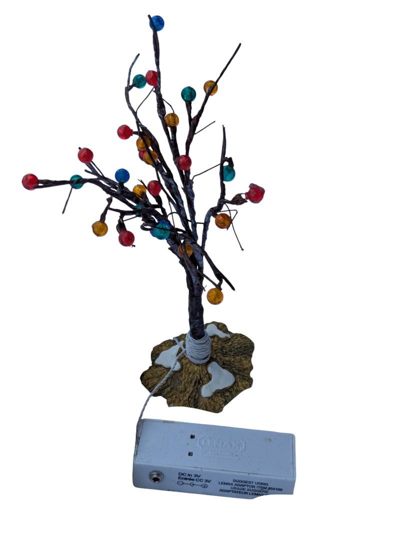 Lemax Holiday Village Decorative Lighted Trees with Tin Bucket
