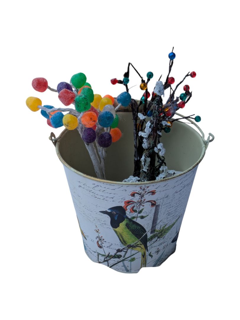 Lemax Holiday Village Decorative Lighted Trees with Tin Bucket