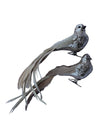 Set of 12 Silver Glitter Birds with Feather Tails – Clip-On Holiday Decorations