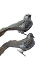 Set of 12 Silver Glitter Birds with Feather Tails – Clip-On Holiday Decorations