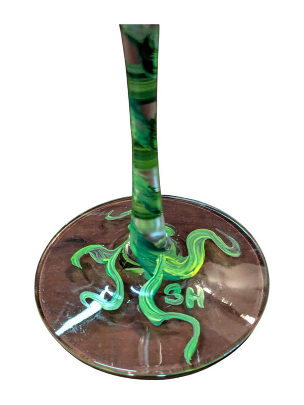 Hand-Painted UV Floral Martini Glasses – Set of 2
