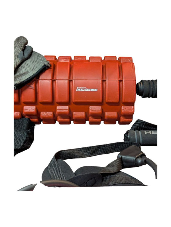 Home Fitness Bundle – Ab Roller, Foam Roller, Resistance Bar, Gloves & Accessories