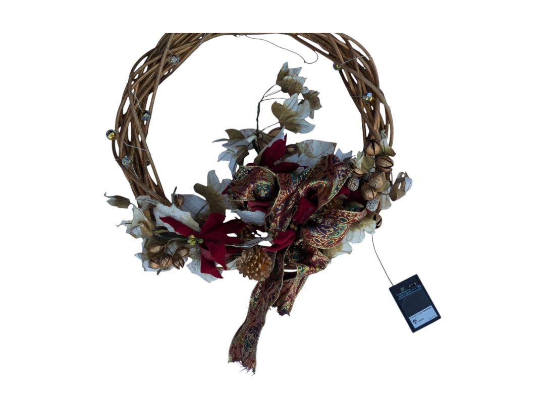 Holiday Grapevine Wreath with Lights & Florals