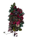 Holiday Floral Candle Centerpiece – Red Roses & Pinecones
