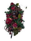 Holiday Floral Candle Centerpiece – Red Roses & Pinecones