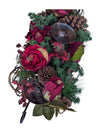 Holiday Floral Candle Centerpiece – Red Roses & Pinecones