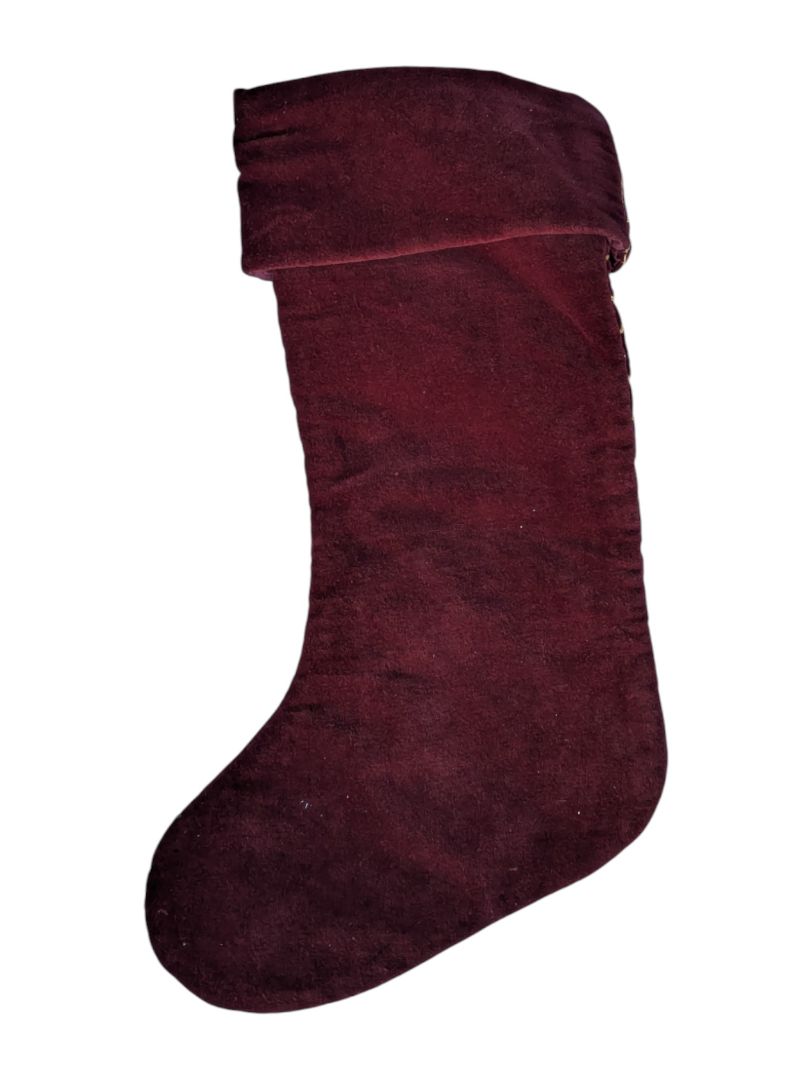 Set of 3 Burgundy Velvet Christmas Stockings