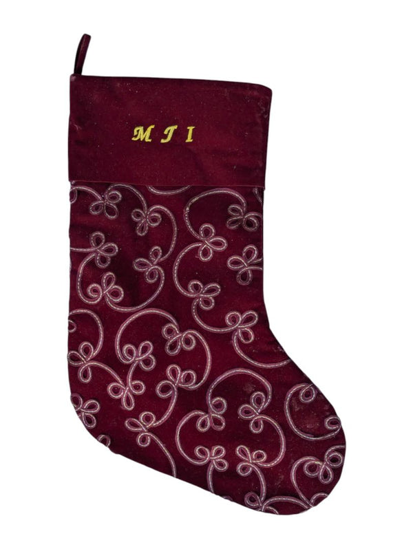 Set of 3 Burgundy Velvet Christmas Stockings