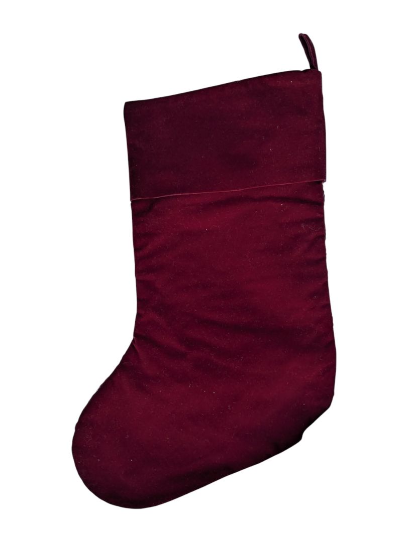 Set of 3 Burgundy Velvet Christmas Stockings