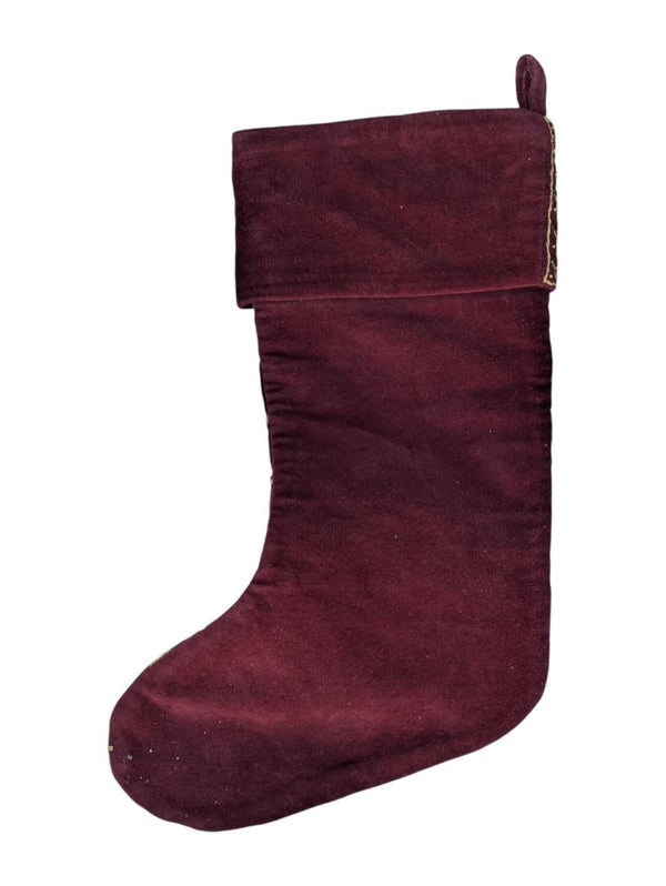 Set of 3 Burgundy Velvet Christmas Stockings