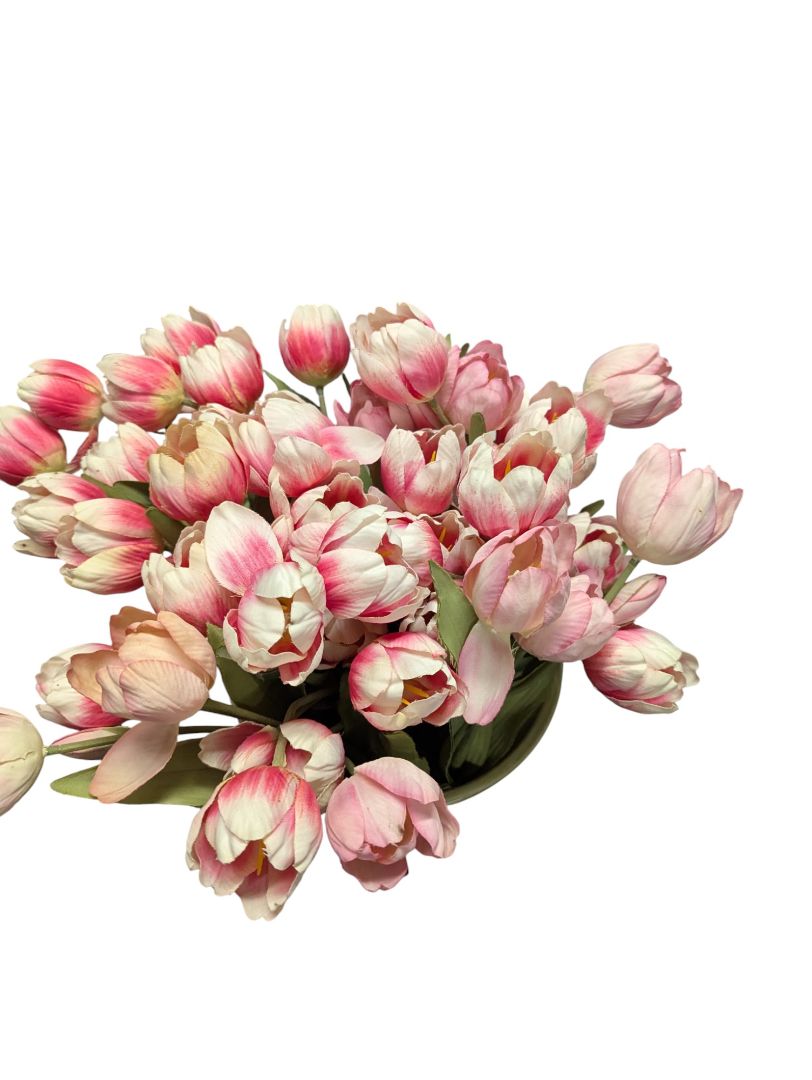 Hand-Painted Ceramic Vase with Faux Tulip Arrangement – English Butler