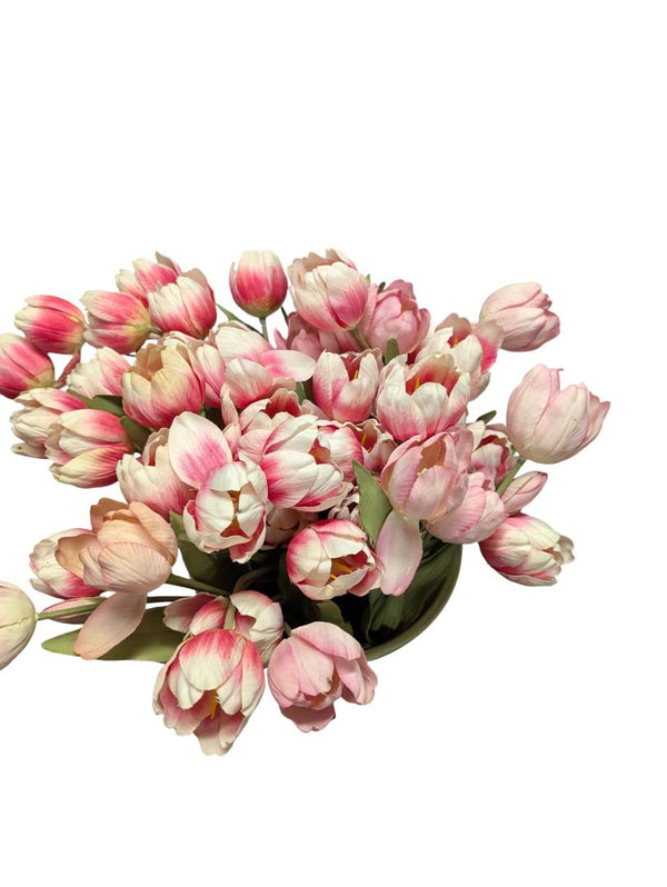Hand-Painted Ceramic Vase with Faux Tulip Arrangement – English Butler