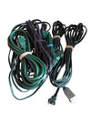 Lot of 5 Extension Cords – Mixed Green & Black, Various Lengths