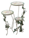Floral Mosaic Tile Plant Stand Set – 3 Pieces