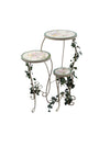 Floral Mosaic Tile Plant Stand Set – 3 Pieces