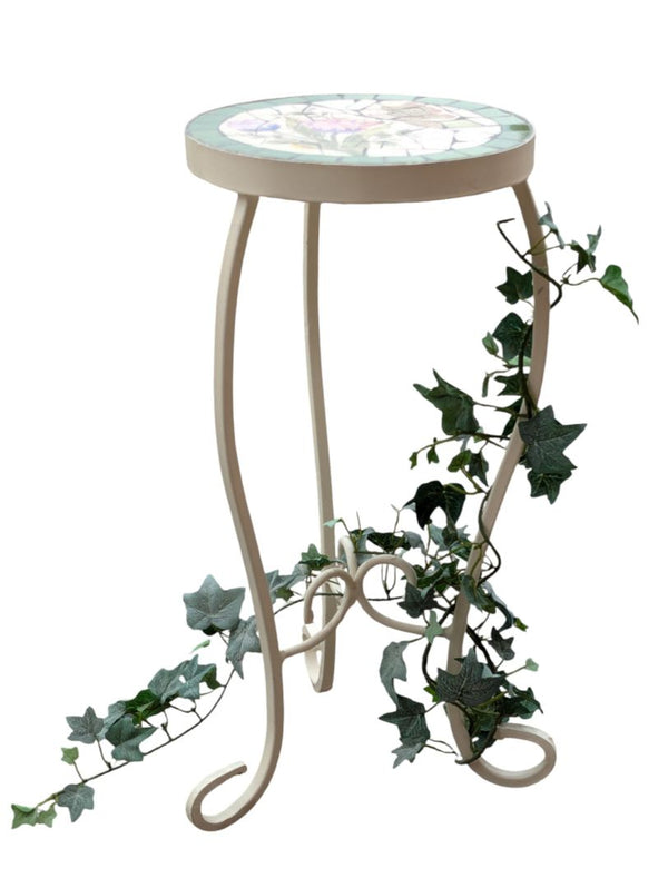 Floral Mosaic Tile Plant Stand Set – 3 Pieces