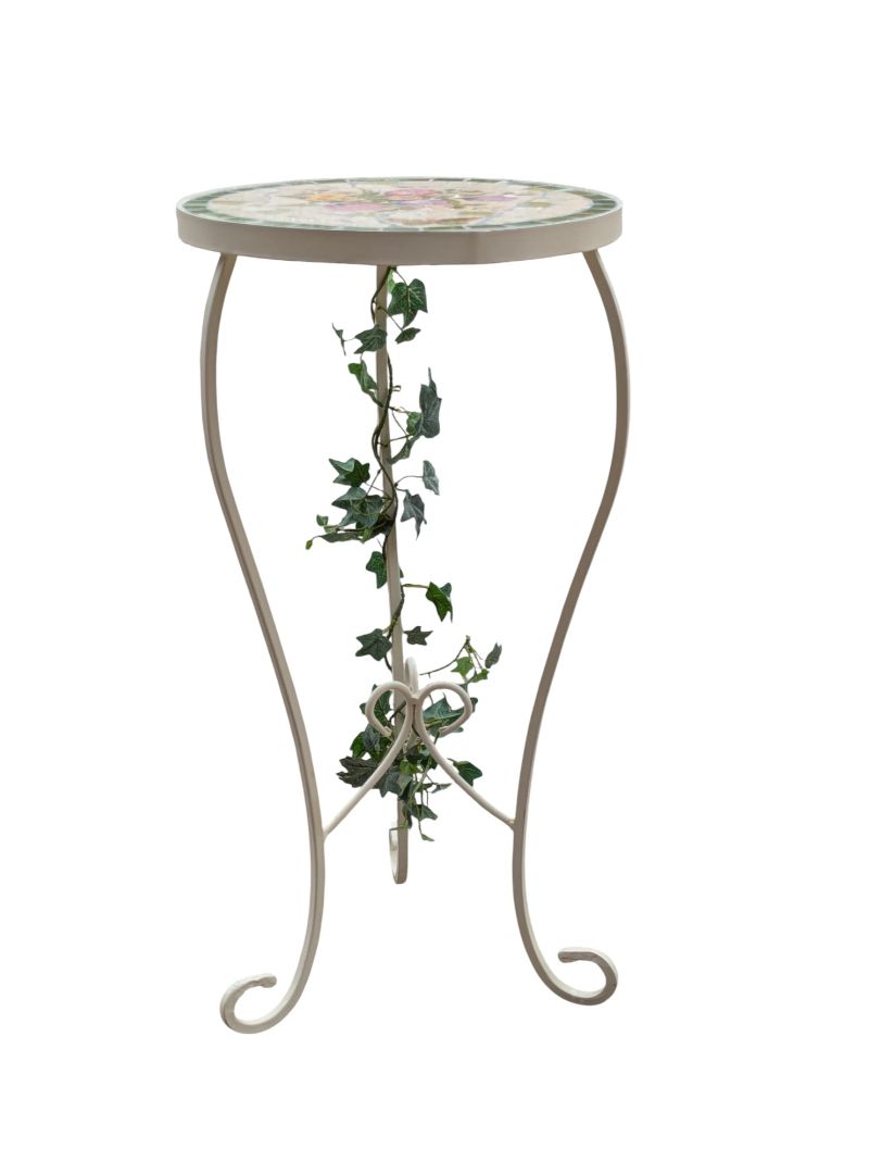 Floral Mosaic Tile Plant Stand Set – 3 Pieces