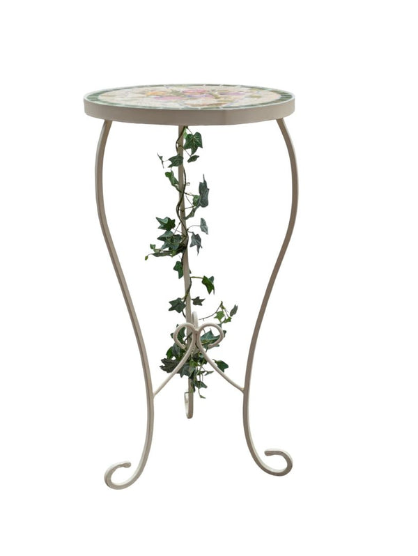 Floral Mosaic Tile Plant Stand Set – 3 Pieces