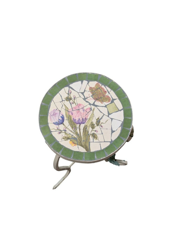 Floral Mosaic Tile Plant Stand Set – 3 Pieces