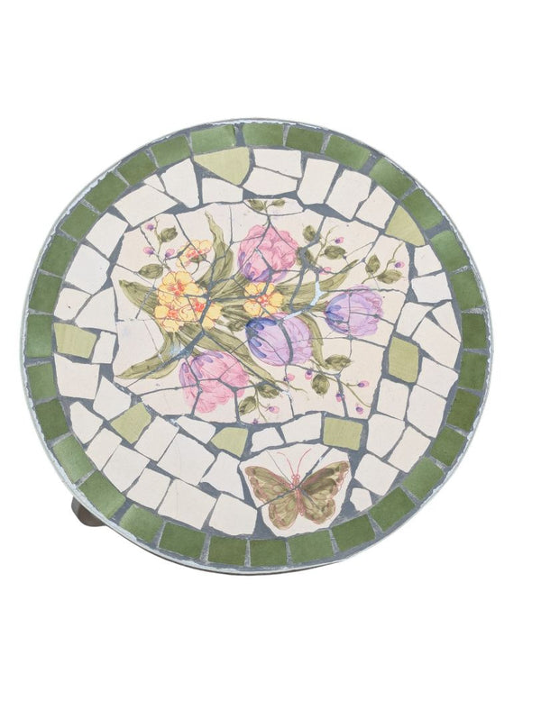 Floral Mosaic Tile Plant Stand Set – 3 Pieces