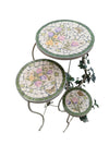 Floral Mosaic Tile Plant Stand Set – 3 Pieces