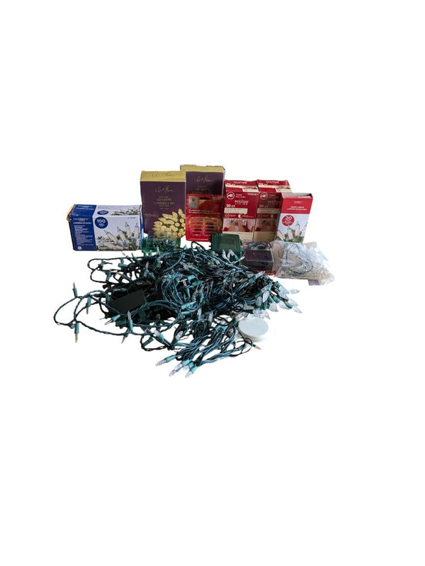 Holiday Lights & Accessories Bundle – Assorted Strands, Replacement Bulbs, Clips