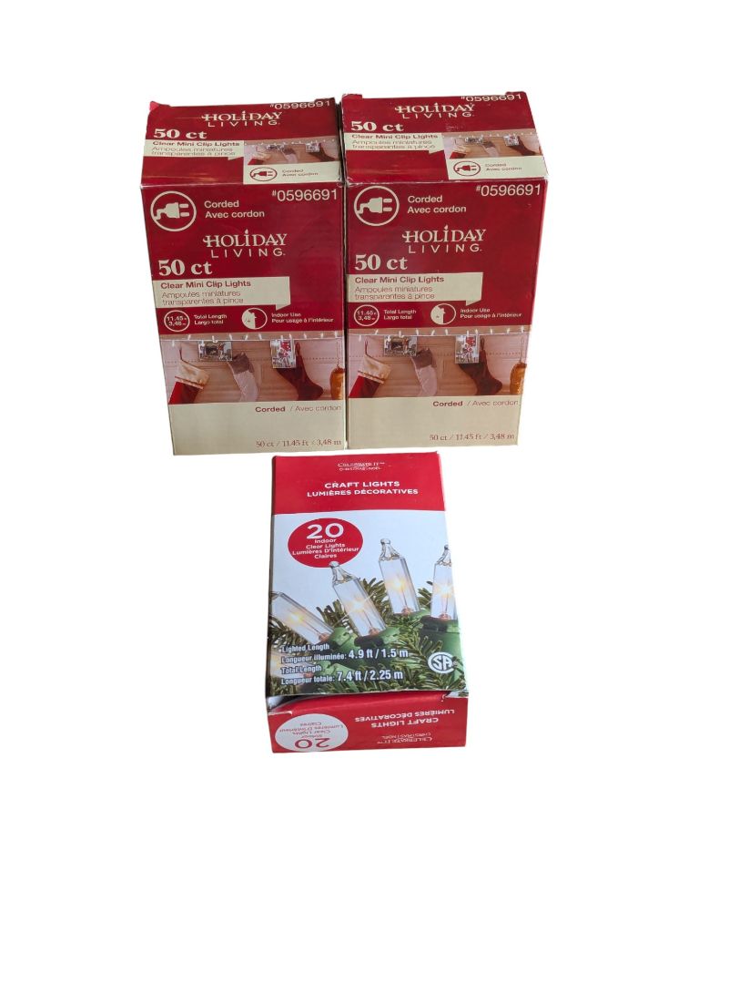 Holiday Lights & Accessories Bundle – Assorted Strands, Replacement Bulbs, Clips