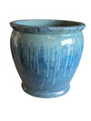 Large Glazed Ceramic Planter – Blue Drip Glaze
