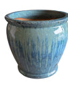 Large Glazed Ceramic Planter – Blue Drip Glaze