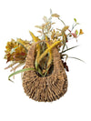 Artificial fall floral arrangements in wicker/rattan baskets
