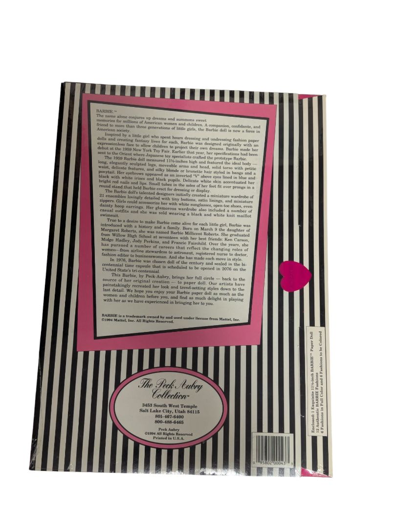 1994 Barbie by Peck Aubry “The 1959 (Number One)” Paper Doll – The Peck Aubry Collection