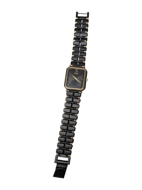 Seiko Quartz Dress Watch – Black & Gold Two-Tone