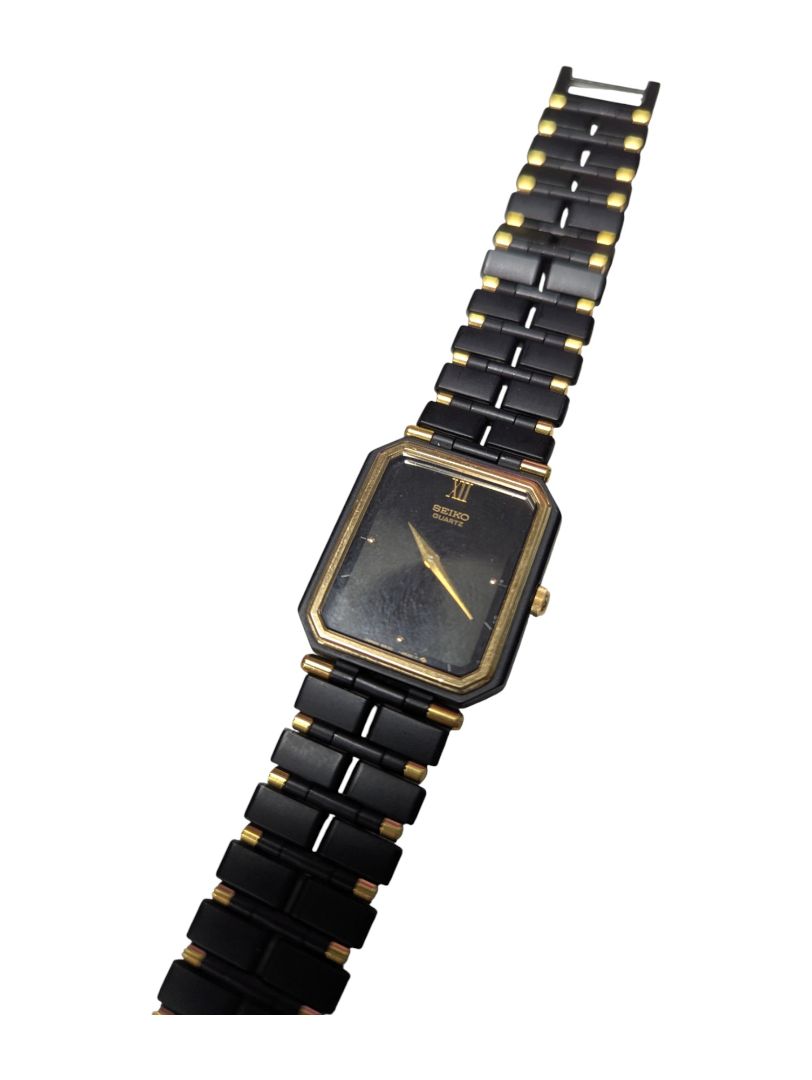 Seiko Quartz Dress Watch – Black & Gold Two-Tone