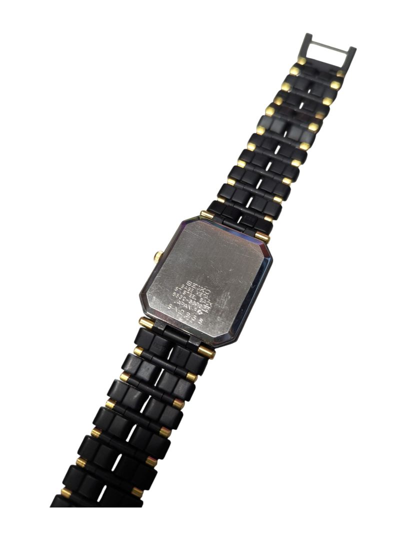 Seiko Quartz Dress Watch – Black & Gold Two-Tone