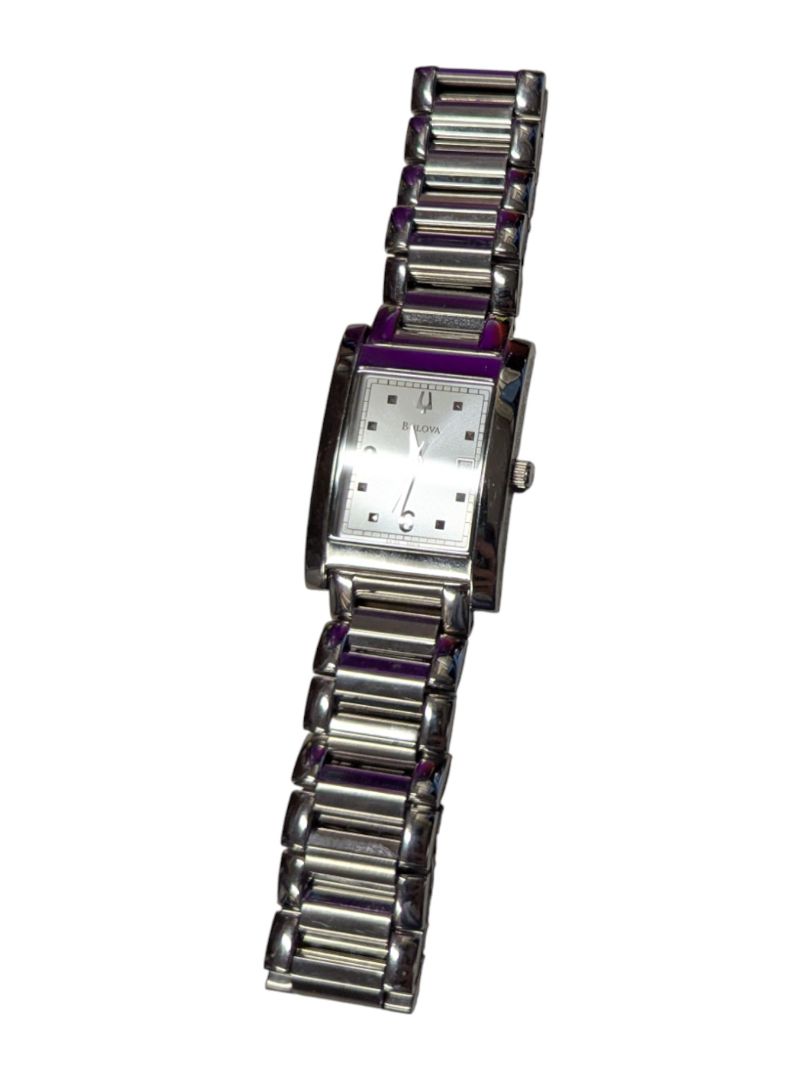 Bulova Quartz Stainless Steel Dress Watch – Rectangular Case