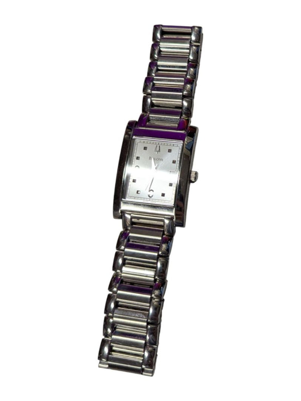 Bulova Quartz Stainless Steel Dress Watch – Rectangular Case
