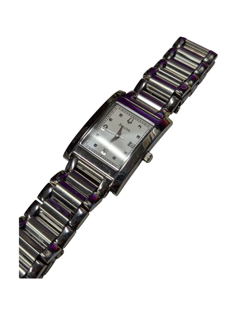Bulova Quartz Stainless Steel Dress Watch – Rectangular Case