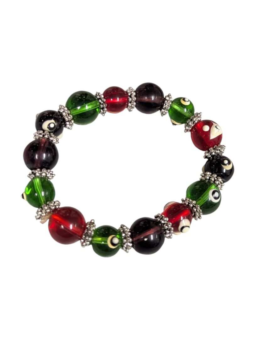 Lot of 5 Costume Bracelets – Beaded, Wood & Artistic Glass