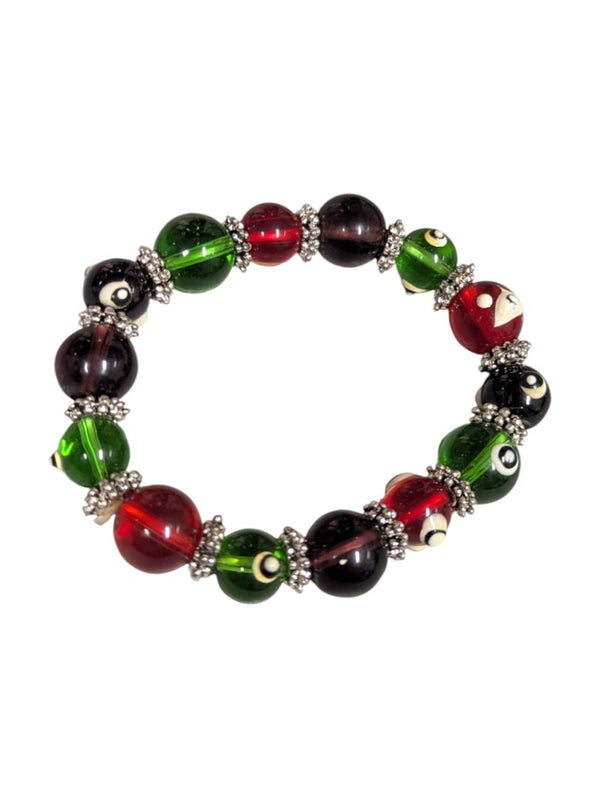 Lot of 5 Costume Bracelets – Beaded, Wood & Artistic Glass