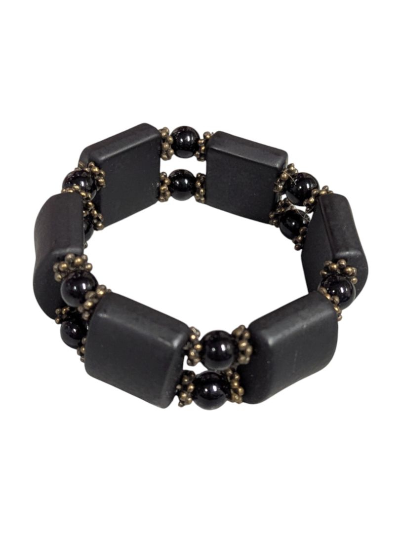 Lot of 5 Costume Bracelets – Beaded, Wood & Artistic Glass