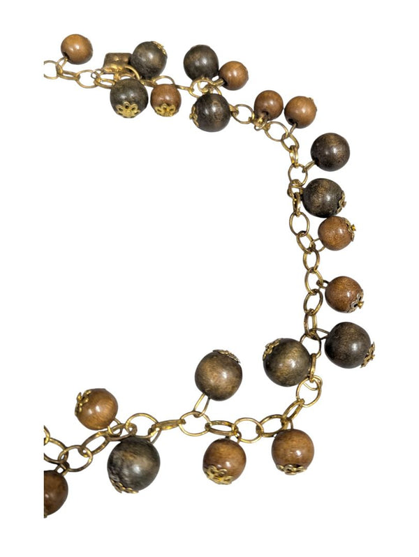 Lot of 5 Costume Bracelets – Mixed Wood, Glass & Charm Styles