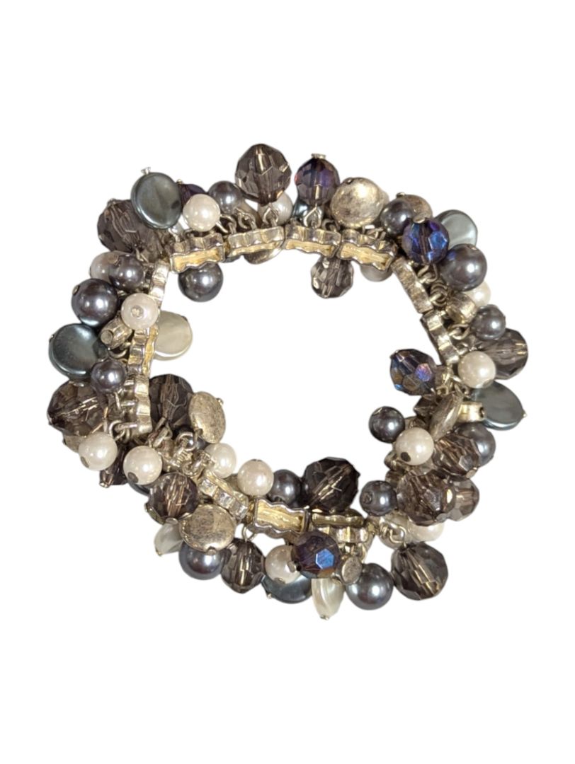 Lot of 5 Costume Bracelets – Mixed Wood, Glass & Charm Styles