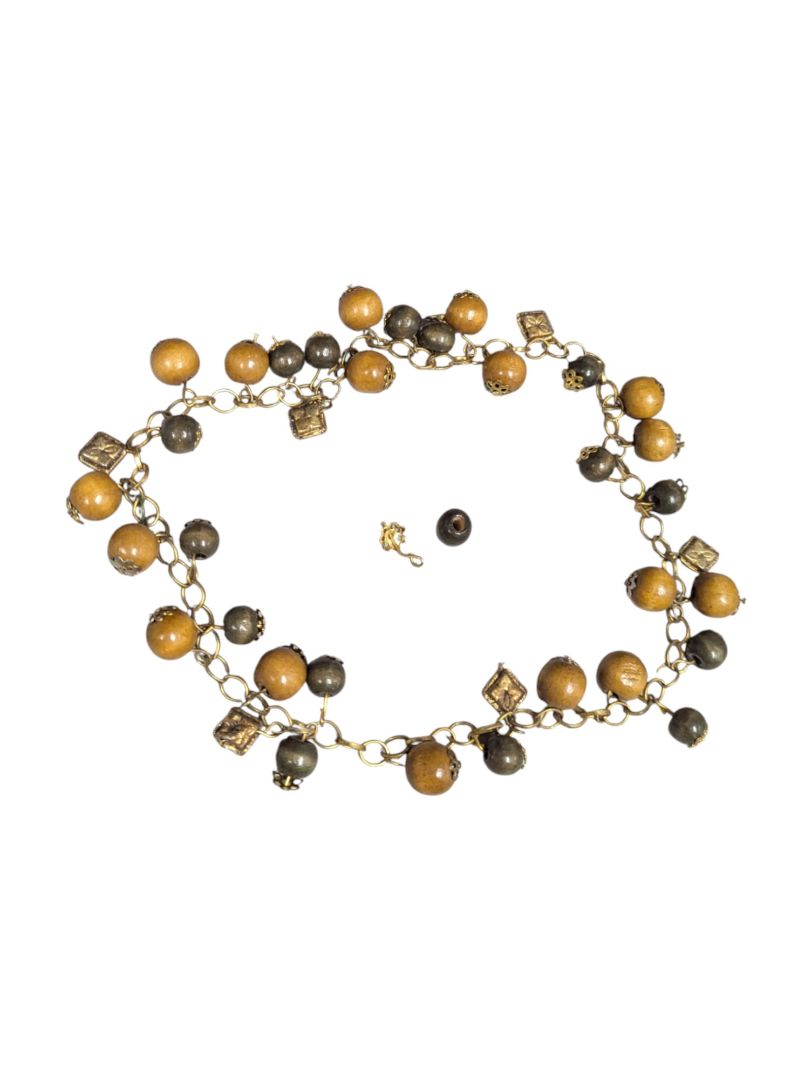 Lot of 5 Costume Bracelets – Mixed Wood, Glass & Charm Styles