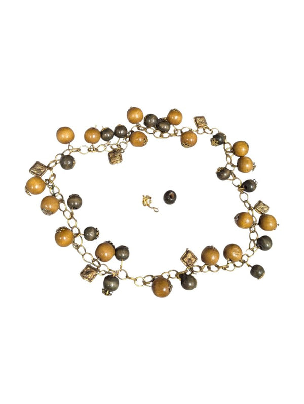 Lot of 5 Costume Bracelets – Mixed Wood, Glass & Charm Styles