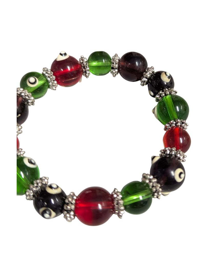 Lot of 5 Costume Bracelets – Mixed Wood, Glass & Charm Styles