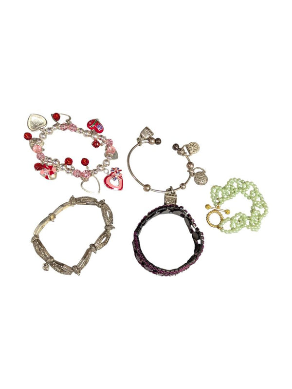 Lot of 5 Costume Bracelets – Charms, Beads & Bangles
