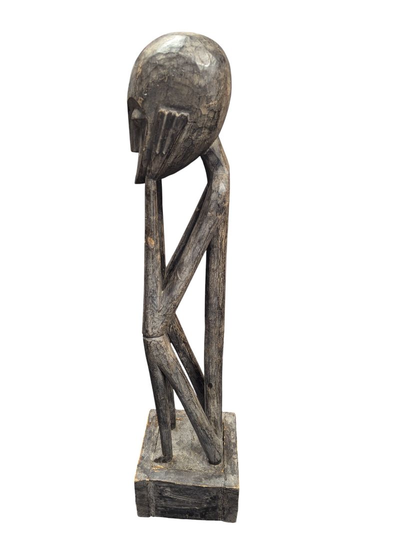 Large Hand-Carved African Tribal Wooden Sculpture