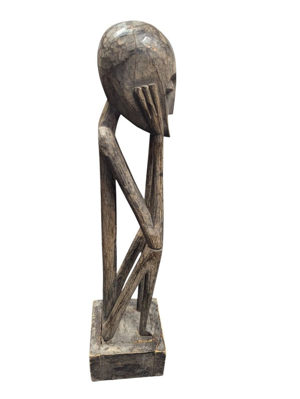 Large Hand-Carved African Tribal Wooden Sculpture
